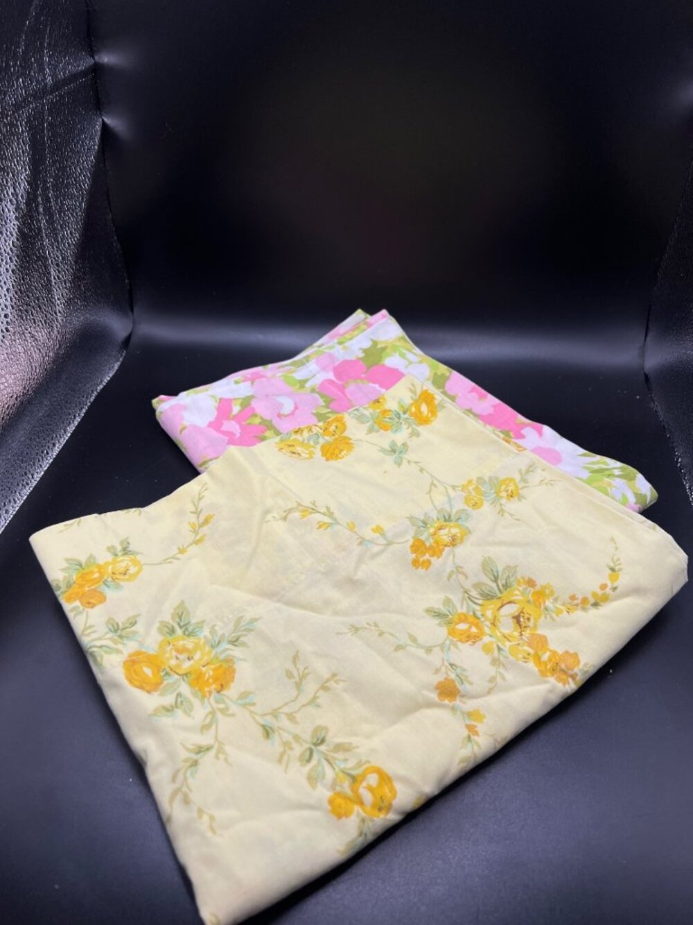 Vintage Floral Pillowcases Springmaid Sears Yellow Pink Patterns Queen Percale